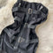 PU Leather Chain-decorated Black Dress
