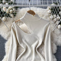 Elegant High-necked Hollow Knitted Dress