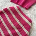 Striped Halter Top & Knitted Skirt 2Pcs