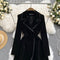Velvet Suit Collar Trench Coat Dress