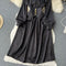 Elegant Waist-slimming Black Shirt Dress