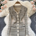 Vintage Striped Knitted Bottoming Shirt Dress