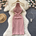 Sleeveless Pink Dress with Pearl Neckline