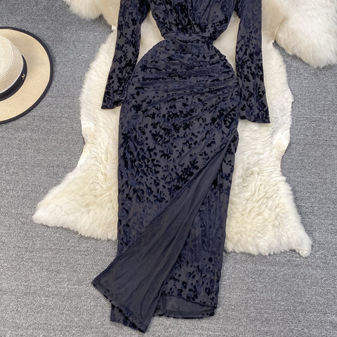 Bronzing Print V-neck Dress