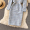 Plaid Beaded Cardigan&Tweed Dress 2PCs