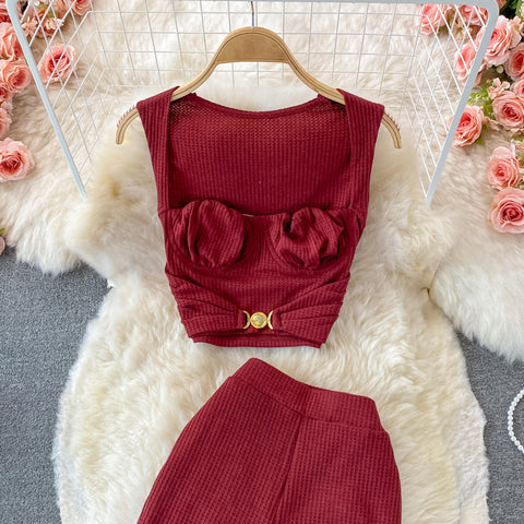 Fashion High-waist Skinny Two-piece Suit