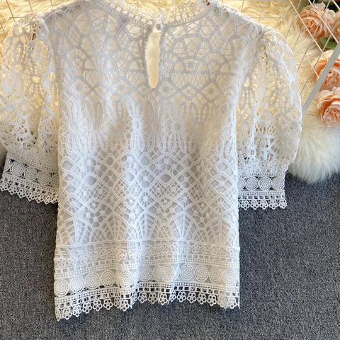 Hollow Lace Mesh Top