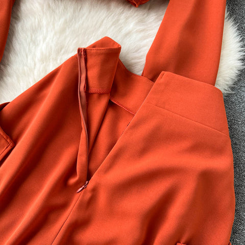 Lapeled Shirt&Wide-leg Trousers 2Pcs Set