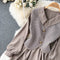 Plaid Vest&Solid Color Shirt Dress 2Pcs Set