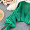 Lace-up Long Sleeve Knitted Cardigan