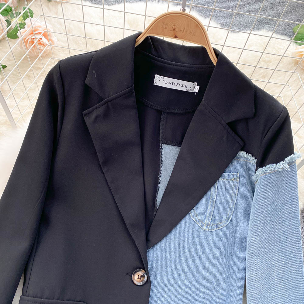 Unique Design Denim Patchwork Blazerâ irococo