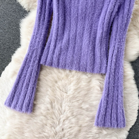 Short Sweater&High-waist Skirt 2Pcs