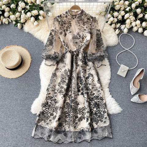Embroidered Mesh Dress