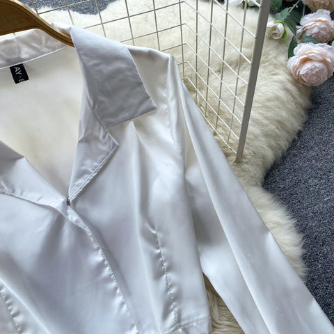 White Shirt&Black Skirt 2Pcs Set