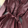 Solid Color Waist-slimming Leather Jacket