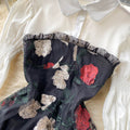 Long-sleeved Shirt Stitching Embroidery Mesh Dress