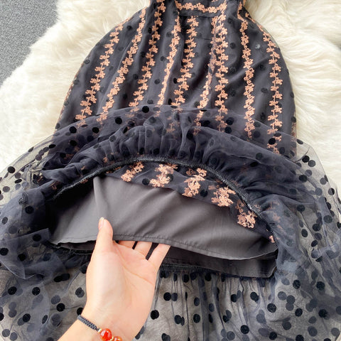 Elegant Mesh Embroidered Fishtail Dress