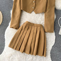 Japanese Style Jacket&Pleated Skirt 2Pcs