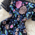 Embroidered Mesh Polka Dot Short-sleeved Dress