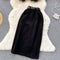 Fur Halter Top&Corduroy Skirt 2Pcs Set