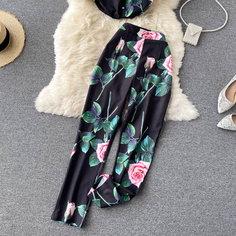 Two-piece Printed Shirt Wide-leg Pants