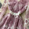 V-Neck Floral Mesh Embroidered Long Sleeve Dress