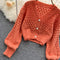 V-neck Hollowed Delicate Knitted Cardigan