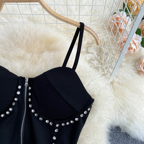 Studded Vest&Mesh Skirt 2Pcs Set