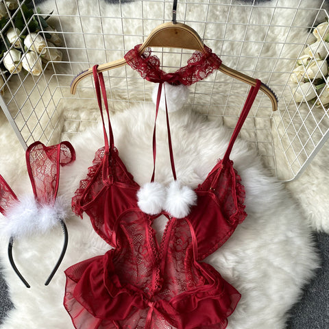 Sexy Lace Hollowed High-cut Jumpsuit