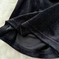 Off-shoulder Velvet Slim Black Dress