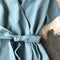 Irregular Ruffled Slit Lace-up V-neck Dress