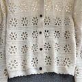 Crochet Cutout V-Neck Knit Cardigan