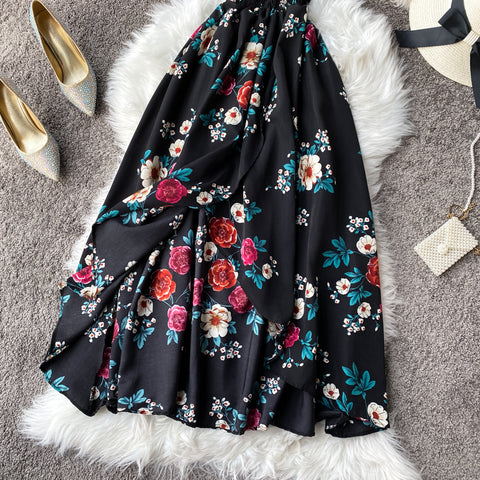 Strapless Floral Midi Dress