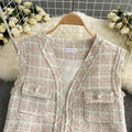 Loose Pocket All-match Retro Coarse Floral Knitted Tassel Vest
