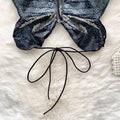 Butterfly Printed Drawstring Halter Top