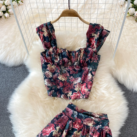 Floral Skirt Two-Piece Short Jacket