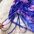 Drawstring Tie-dye Sexy Halter Dress