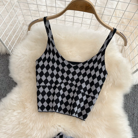 Knit Camisole & High Waist Skirt Two-Piece Set