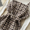 Tweed Plaid Dress&Sweater 2Pcs Set
