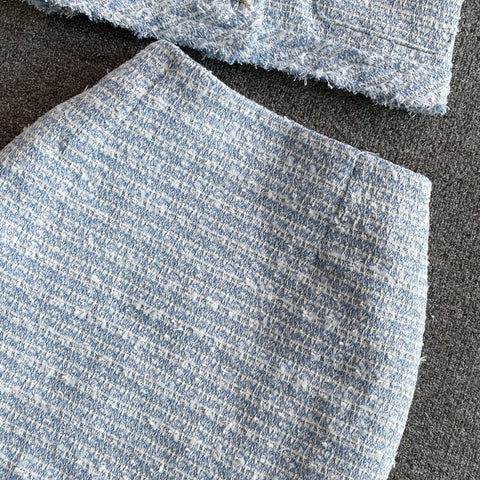 Tweed Top & High Waist Skirt Two-Piece Set
