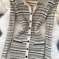 Vintage Striped Knitted Bottoming Shirt Dress