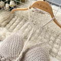 Fairy Hollowed Mesh Crocheted Halter Dress
