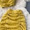 Pleated Top&Drawstring Skirt 2Pcs Set