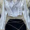 White Shirt&Black Skirt 2Pcs Set