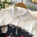 Long-sleeved Shirt Stitching Embroidery Mesh Dress