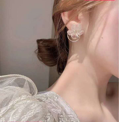 Korean-style Crystal Flower Earrings