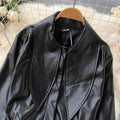 Single-breasted Retro Cropped Motorcycle Leather Jacket