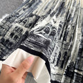 Ink And Wash Print Knit Pleated Dress