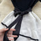 Black&White Lace-up A-line Dress