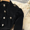 Vintage Single-breasted Black Velvet Dress